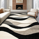 Retro Graphic Wave Area with Flowing Black and Beige Curves Neutral Harmony(Gray)