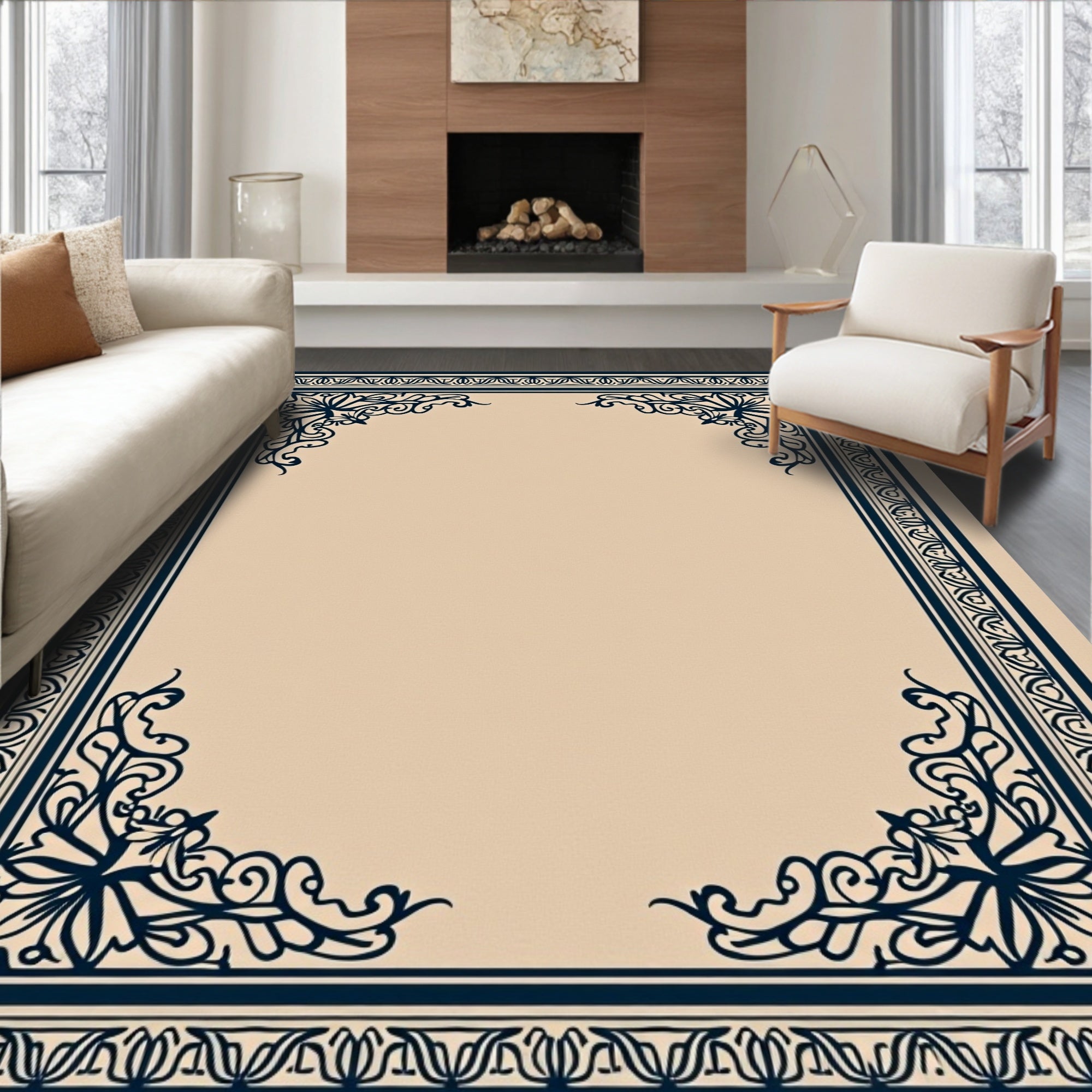 Traditional Scrollwork Embellished Splendor (Beige) - ODIKA