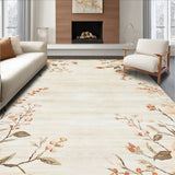 Chic Vintage Area with Faded Botanical Print(Beige)