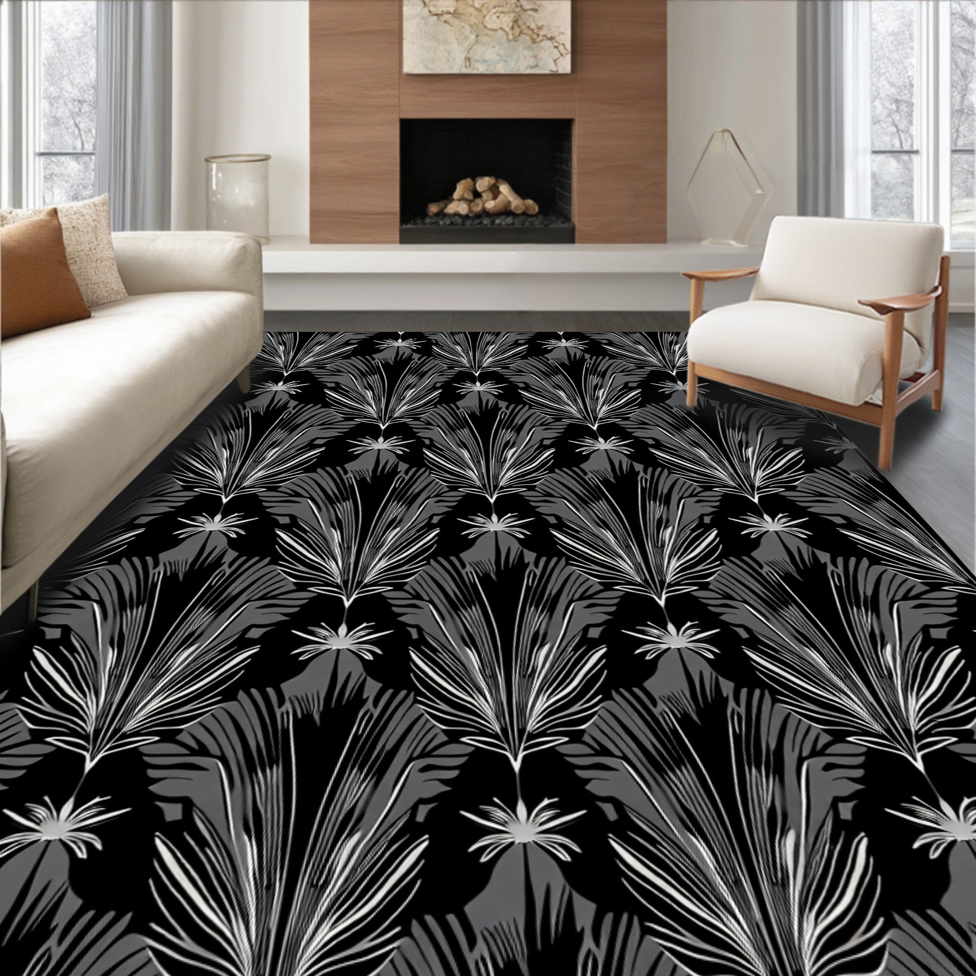 Art Inspired Fan with Silver Highlights (Black) - ODIKA