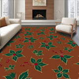 Christmas Holly Leaf Area Festive Botanical Print(Brown)