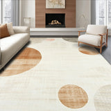 Beige Cream Circle Distressed Print Round Accent Area(Beige)