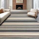 Elegant Transitional Area with Alternating Black Beige Bands(Beige)