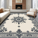 Medallion with Intricate Floral Motifs Central Design(Beige)