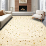 Alphabet Galaxy Round Area For Education With Twinkling Star Elements(Beige)