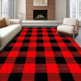 Festive Red Plaid Checkered Area Rug for Front Entryway(Red)