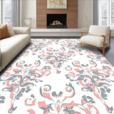 Classic Damask Leaves Interplay with Ornate Vine Filigree(White)