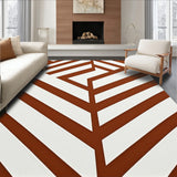 Abstract Chevron with Interlocking Stripes and Dynamic Angles(Brown)