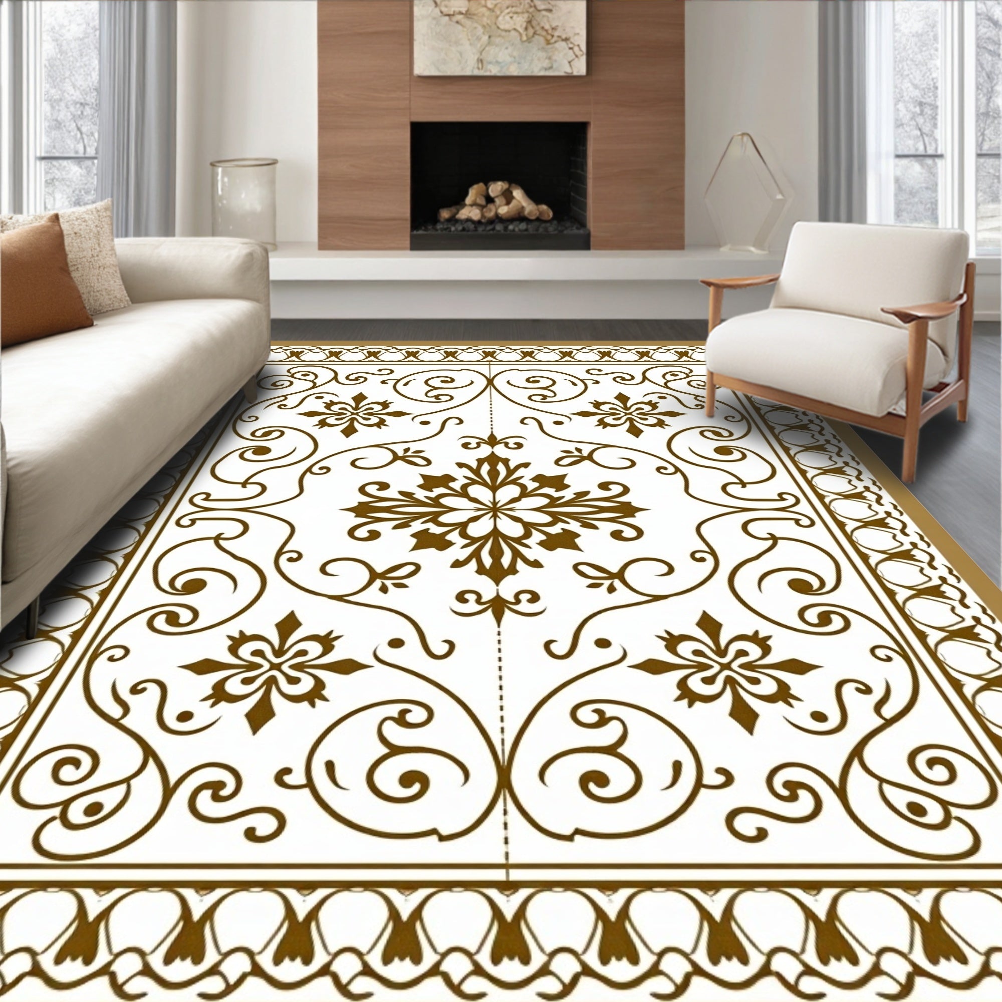 Vintage Scroll with Symmetrical Motifs (Brown) - ODIKA