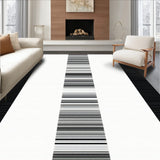 Sleek Striped Weave With Alternating Black And White Bands(Black)