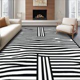 Contemporary Zebra Skin Inspired Non Slip Rug with Dynamic Linear Texture(Black)