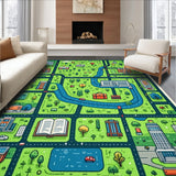 Ultra Soft Area Rug, Non Slip, Stain Resistant, Washable Area Rugs for Living Room, Bedroom, Race Track Play Mat(Green)