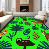 Ultra Soft Area Rug, Non Slip, Stain Resistant, Washable Area Rugs for Living Room, Bedroom, Tropical Jungle Dark Green Nursery Play Rug(Green)