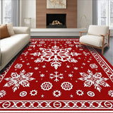 Nordic Snowflake Medallion Festive Holiday Motif Accent(Red)
