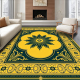 Oriental Palmette Panel with Golden Accented Floral Motifs(Yellow)