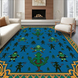 Festive Goblin Folklore Design Anti Slip Holiday Accent Throw(Blue)