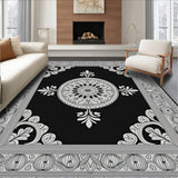 Vintage Medallion Distressed Transitional Design(Black)