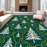 Wispy Conifer Motif Floor Absorbent Accent(Green)