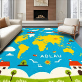 Cartoon Map Cute Planes and Colorful Borders(Blue)