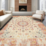 Artisan Medallion Area Embellished With Modern Geometric And Floral Layers(Beige)