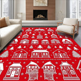 Magical Frosty Village Panorama Tapestry(Red)