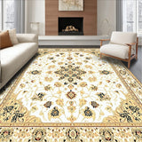 Graceful Medallion Area Non Slip Vintage Style Beige(White)