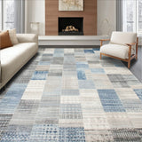 Beige Blue Geometric Patchwork Area Unique Floor Decor(Gray)