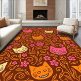 Calavera Cat Carnival With Festive Petals Design(Brown)