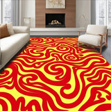 Retro Swirl Mosaic with Dynamic Waves and Bold Floral(Red)