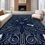 Galactic Spiral Floor featuring Astronomical Observatory Motifs (Black)