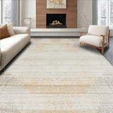 Distressed Floor with Retro Accent and Low Pile in Subtle Beige(Beige)