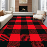 Vintage Plaid Floor with Rustic Cabin Style Motifs(Red)