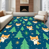 Whimsical Cat and Pine Tree with Twinkling Ornament(Blue)