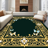 Art Nouveau Blossom Featuring Interlocking Leafy Vines and Butterflies (Green)