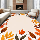 Autumn Harvest Paintbrush Floral Artistic Throw Contemporary(Orange)