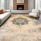 Accent Showcasing a Classic Distressed Oushak Style(Beige)