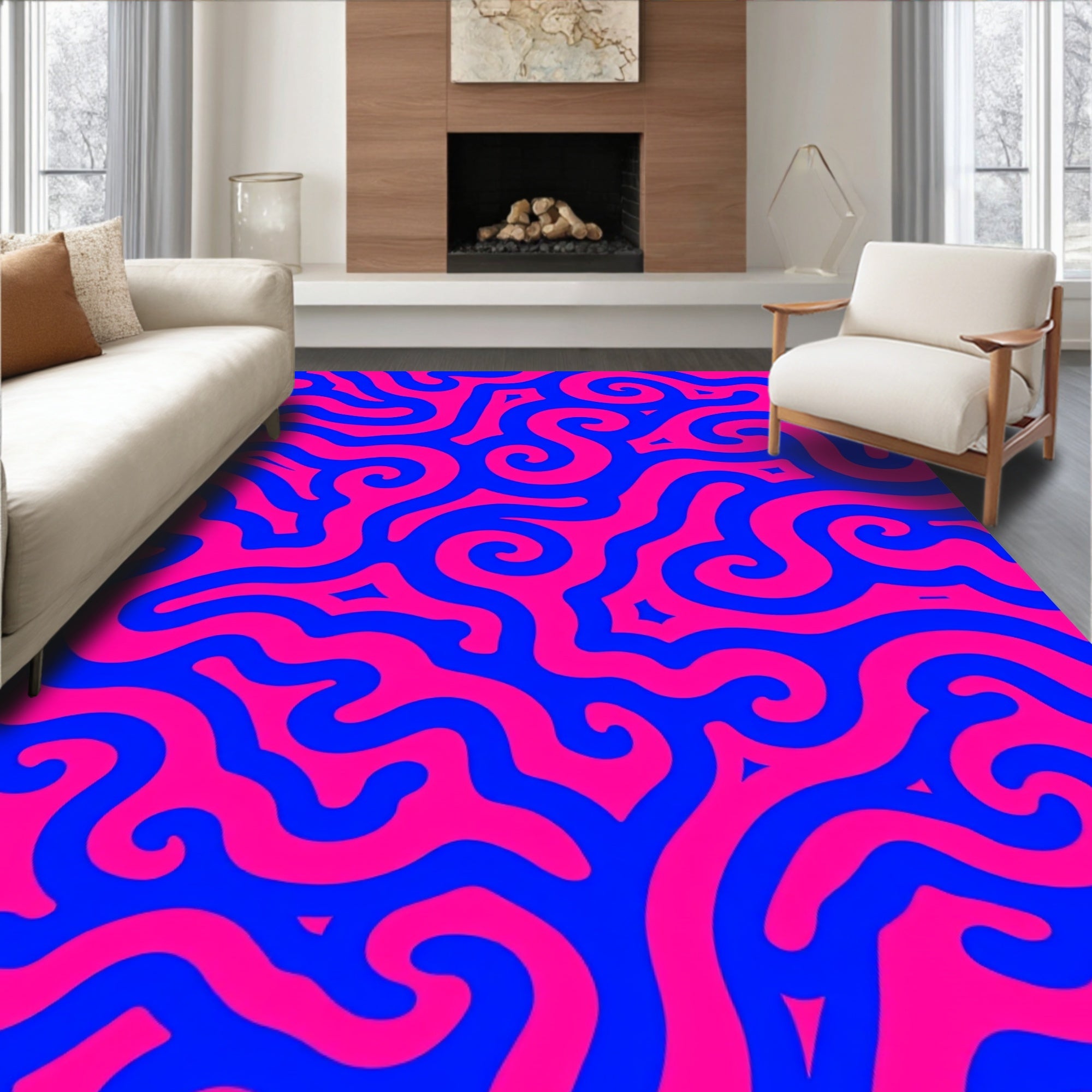 Abstract Swirl Mosaic Featuring Spiraling Shapes and Fluid Motifs (Pink) - ODIKA