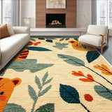 Ultra Soft Area Rug, Non Slip, Stain Resistant, Washable Area Rugs for Living Room, Bedroom, Jungle Animal Print(Beige)