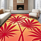 Tropical Sunset Palm Frond Non Slip Shedding Floor(Red)
