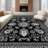 Plush Medallion Design Textile (Black)