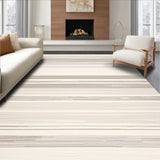 Contemporary Area Beige with Subtle Textured Stripes Design(Beige)