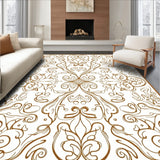 Luxurious Scrollwork Abstract Paisley Grandeur Pathway(Brown)