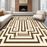 Chic Maze Inspired Area Featuring Layered Rectangular(Beige)