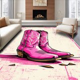 Ultra Soft Area Rug, Non Slip, Stain Resistant, Washable Area Rugs for Living Room, Bedroom, Pink Cowgirl Boot Western Entryway Rug(Pink)