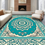 Elegant Medallion Trellis With Flourishing Botanical Motifs (Turquoise)