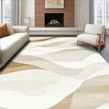 Cozy Cream Deluxe Area With Contemporary Abstract Wavy(Beige)