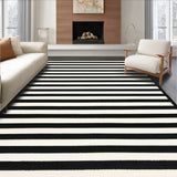 Contemporary Black White Striped Indoor/ Design(Black)