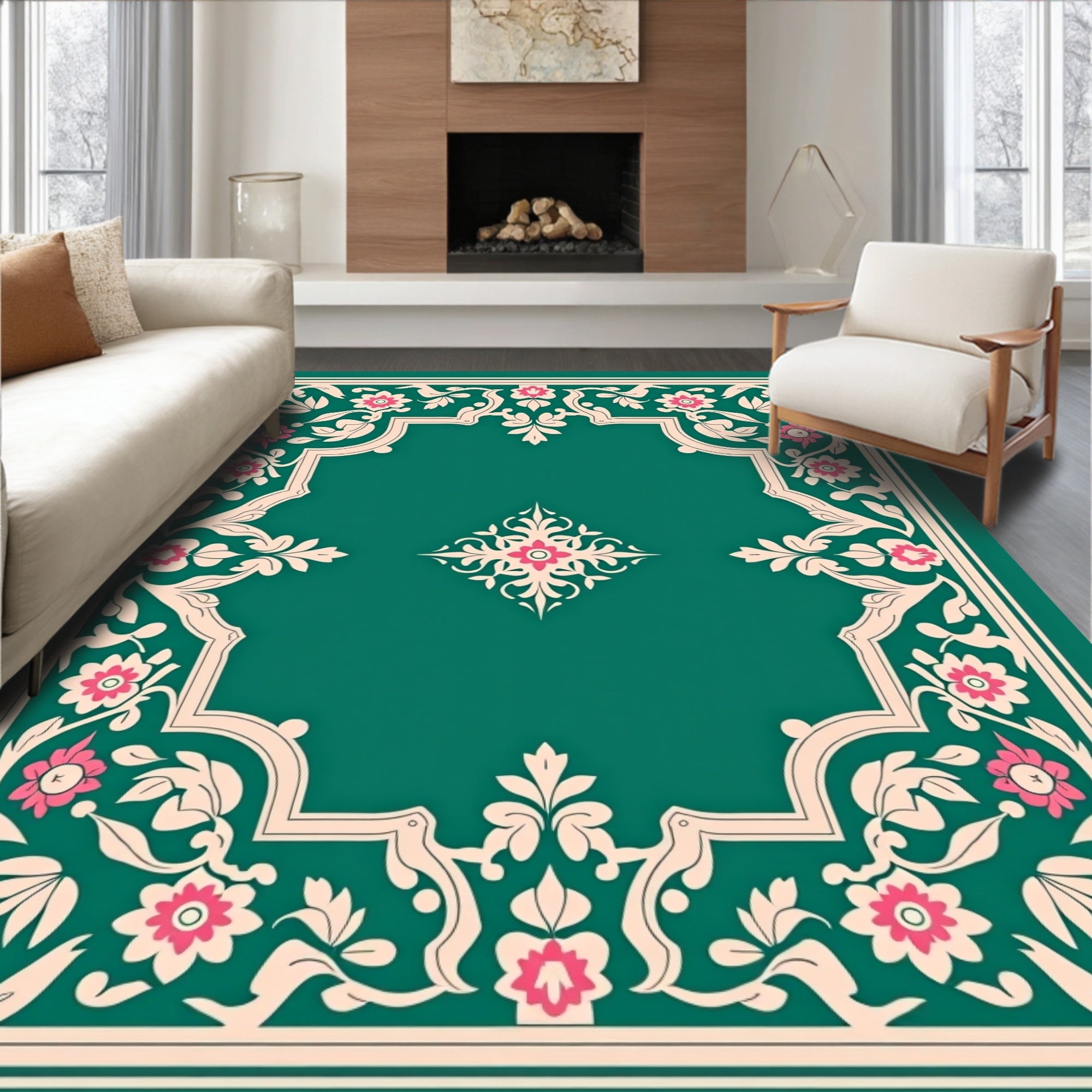 Art Nouveau Inspired Fleur De Vinework with Whimsical Leaf Embellishments (Green) - ODIKA