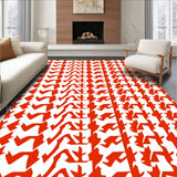Houndstooth Inspired Floor Covering with Abstract Zigzag(Red)