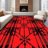 Whimsical Tartan Plaid with Stylized Snowflake Overlays(Red)